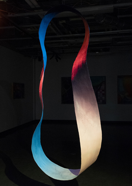 "Portal", 2019, Dorothy Keating, wire, paper, rice paper, and acrylic paint, Installation. 
