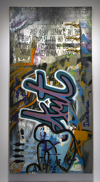 Jesse Klassen, "This Is Not An Art: Contemporary Discourse", Spray Paint on Wood Panel, 4 ft x 4 ft, 2018