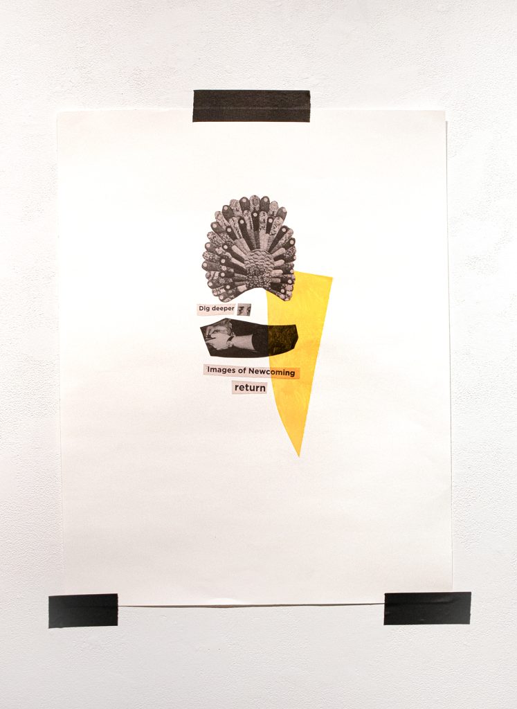 Dig Deeper - Images of Newcoming return (Collage from newspaper article scraps related to exhibits)