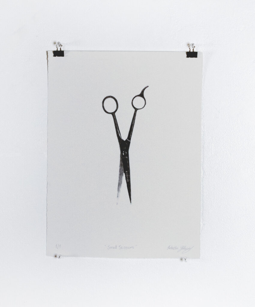 Natasha Zilcosky, Lace and Labour Small Scissors, Silkscreen.