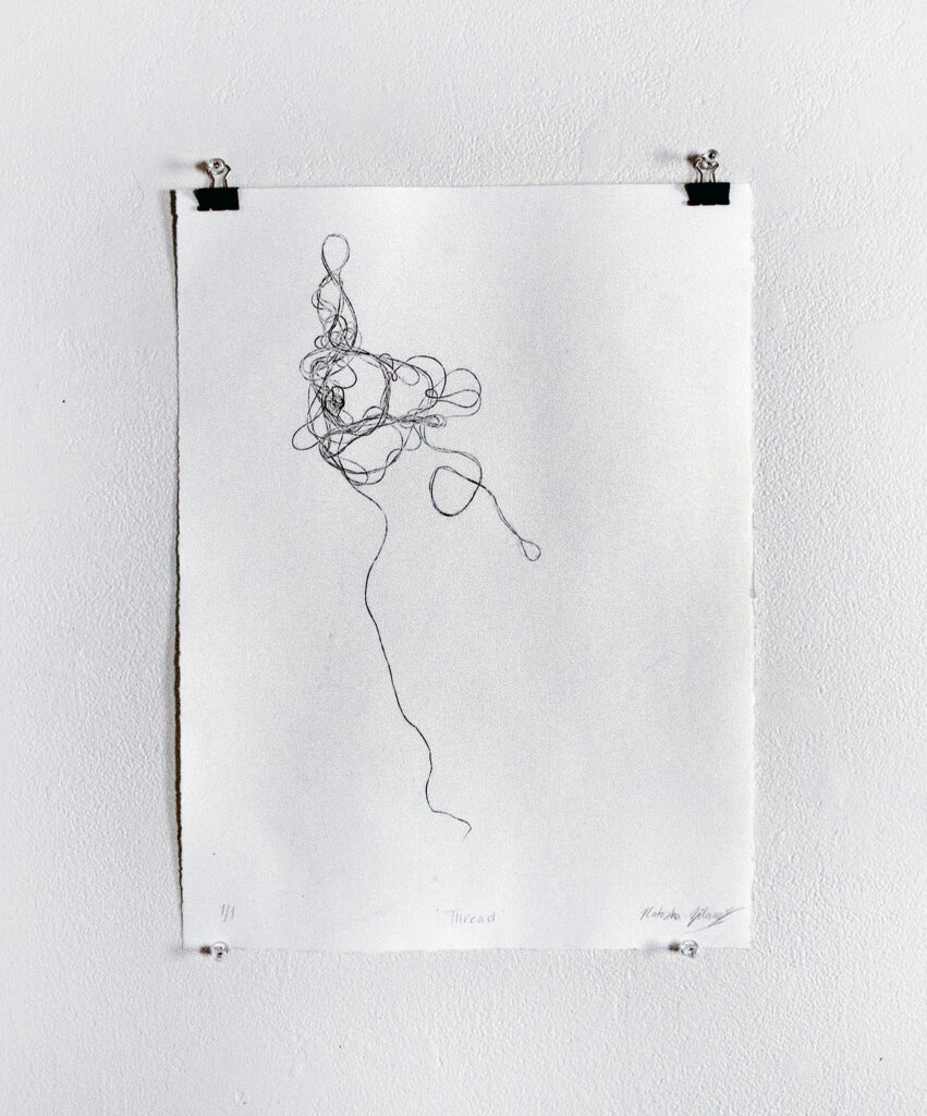 Natasha Zilcosky, Lace and Labour Thread, Upcycled Textiles, Silkscreen.