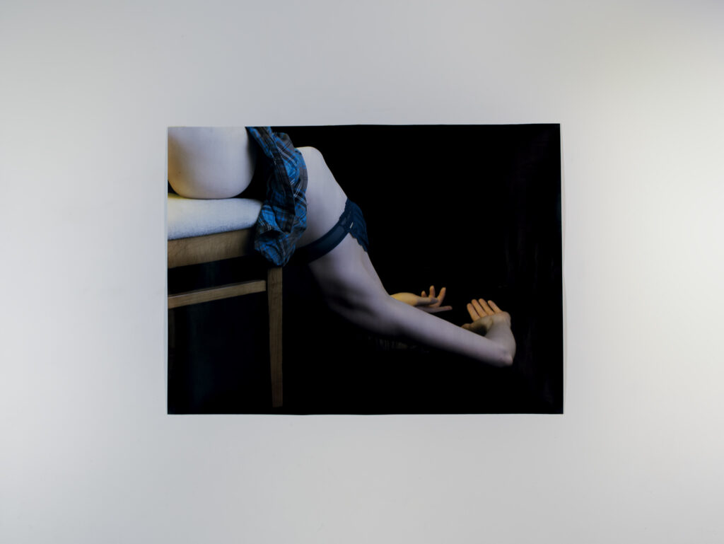 Blake Batke, It Surrounds You, Injet print on canvas with acrylic, audio, plaster, and biomaterials. 