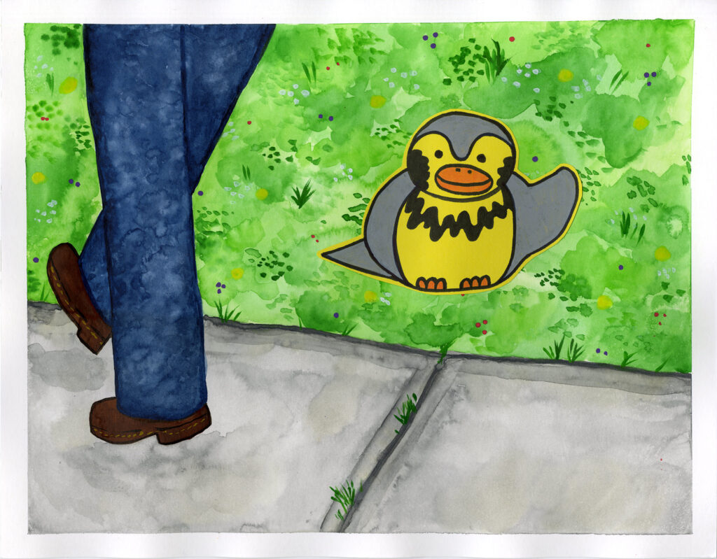 Piper Hornall, Wiston the Warbler's Story Corner, Mixed Media on Paper.