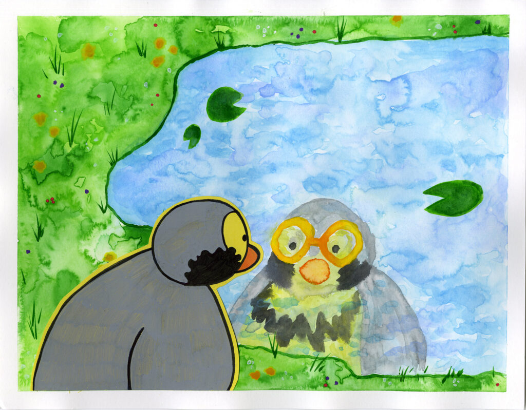 Piper Hornall, Wiston the Warbler's Story Corner, Mixed Media on Paper.