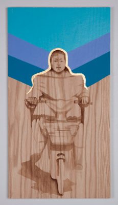 Shelley Stefan, "Backstreet Chengdu 10," Walnut Ink, Metal leaf, and Acrylic on Canadian Oak Panel, 2016