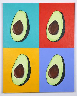 Aislynn Davey, “Avocados”, acrylic on canvas 2019.