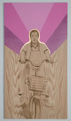 Shelley Stefan, "Backstreet Chengdu 13," Walnut Ink, Metal leaf, and Acrylic on Canadian Oak Panel, 2016