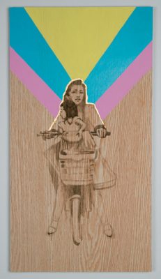 Shelley Stefan, "Backstreet Chengdu 14," Walnut Ink, Metal leaf, and Acrylic on Canadian Oak Panel, 2016