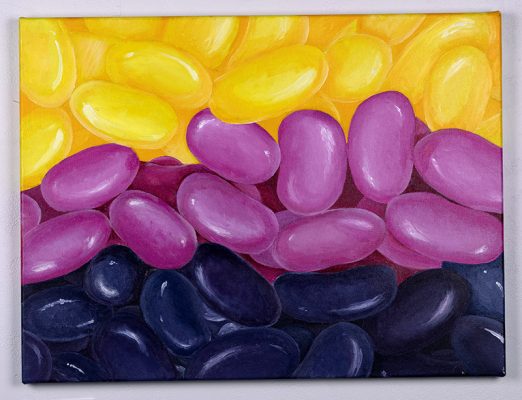 Aislynn Davey, “Jelly Beans”, acrylic on canvas 2019.