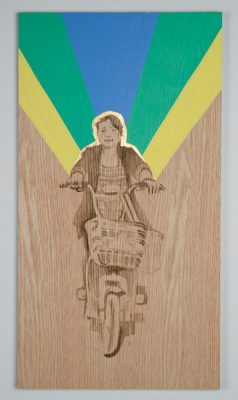 Shelley Stefan, "Backstreet Chengdu 16," Walnut Ink, Metal leaf, and Acrylic on Canadian Oak Panel, 2016