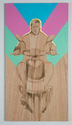 Shelley Stefan, "Backstreet Chengdu 17," Walnut Ink, Metal leaf, and Acrylic on Canadian Oak Panel, 2016
