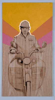 Shelley Stefan, "Backstreet Chengdu 1," Walnut Ink, Metal leaf, and Acrylic on Canadian Oak Panel, 2016