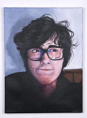 Noelani Leon, “Portrait of a Friend?,” acrylic on canvas, 2020.
