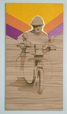 Shelley Stefan, "Backstreet Chengdu 20," Walnut Ink, Metal leaf, and Acrylic on Canadian Oak Panel, 2016