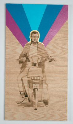 Shelley Stefan, "Backstreet Chengdu 23," Walnut Ink, Metal leaf, and Acrylic on Canadian Oak Panel, 2016