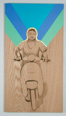 Shelley Stefan, "Backstreet Chengdu 24," Walnut Ink, Metal leaf, and Acrylic on Canadian Oak Panel, 2016