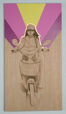 Shelley Stefan, "Backstreet Chengdu 25," Walnut Ink, Metal leaf, and Acrylic on Canadian Oak Panel, 2016