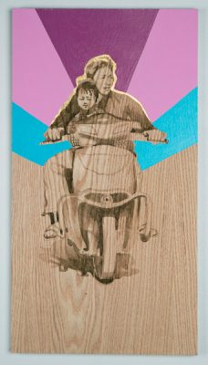 Shelley Stefan, "Backstreet Chengdu 26," Walnut Ink, Metal leaf, and Acrylic on Canadian Oak Panel, 2016