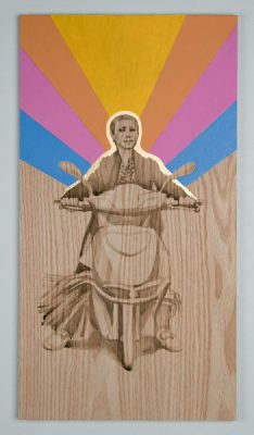 Shelley Stefan, "Backstreet Chengdu 28," Walnut Ink, Metal leaf, and Acrylic on Canadian Oak Panel, 2016