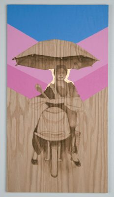 Shelley Stefan, "Backstreet Chengdu 29," Walnut Ink, Metal leaf, and Acrylic on Canadian Oak Panel, 2016
