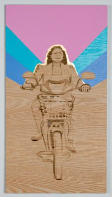 Shelley Stefan, "Backstreet Chengdu 4," Walnut Ink, Metal leaf, and Acrylic on Canadian Oak Panel, 2016