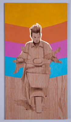 Shelley Stefan, "Backstreet Chengdu 5," Walnut Ink, Metal leaf, and Acrylic on Canadian Oak Panel, 2016