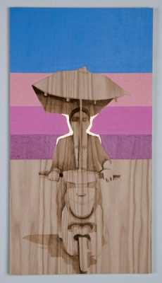 Shelley Stefan, "Backstreet Chengdu 6," Walnut Ink, Metal leaf, and Acrylic on Canadian Oak Panel, 2016