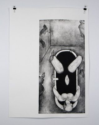 Paige Caldwell, "Projection", Collograph print and mixed media, 2018