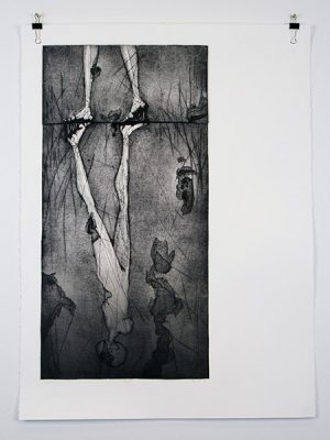 Paige Caldwell, "Still water", Collograph print and mixed media, 2018