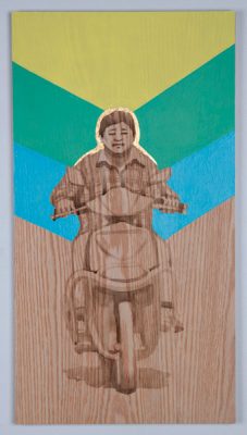 Shelley Stefan, "Backstreet Chengdu 8," Walnut Ink, Metal leaf, and Acrylic on Canadian Oak Panel, 2016