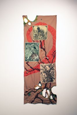 Gray Engler,
The Tree, Spark of Inspiration,
Lino Print on Textile,
2025