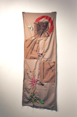 Gray Engler,
The Tree, Spark of Inspiration,
Lino Print on Textile,
2025