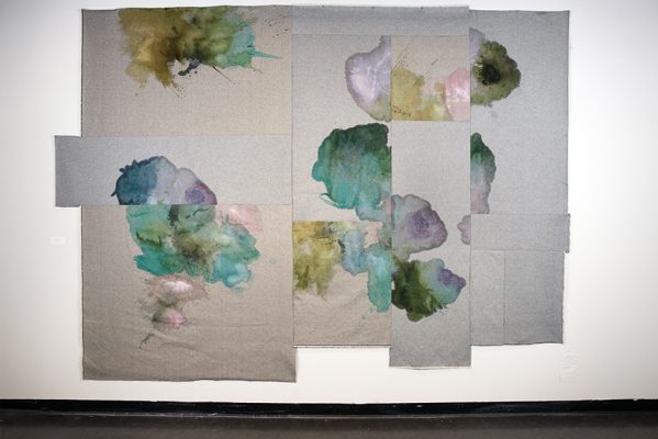 Colleen Crossman – Pour #2 Conversations with Nostalgia, Acrylic on Denim, 144”x96