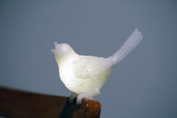 Melanie Jones, "Weightless", Chair, Ceramics, Feathers, Wax, Lights, 2026