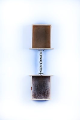 Melanie Jones, "Binary (Non)", Wood, Rabbit Fur, Beeswax, Hardware, 2026