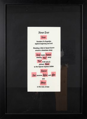 Davida Kidd, Never Ever, Digital embroidery on canvas, 2010