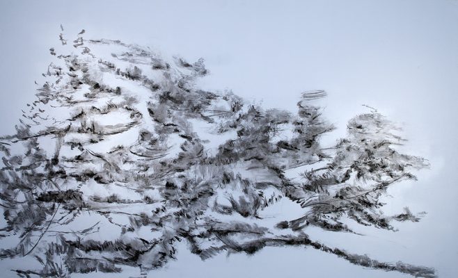 Jennifer Chew,
Liminal Spaces,
Charcoal and acrylic on panel, 2025